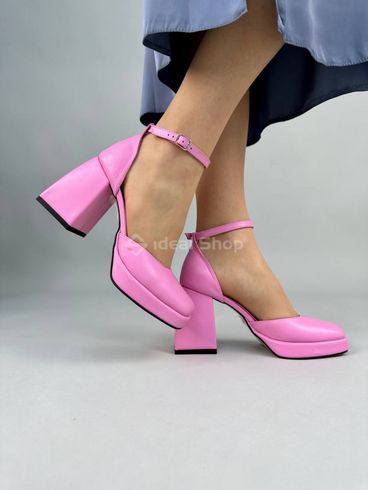 Różowe skórzane sandały damskie na obcasie 36 (23,5 cm)