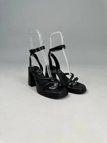Фото Босоножки женские кожаные черные на каблуках 4502/36 12