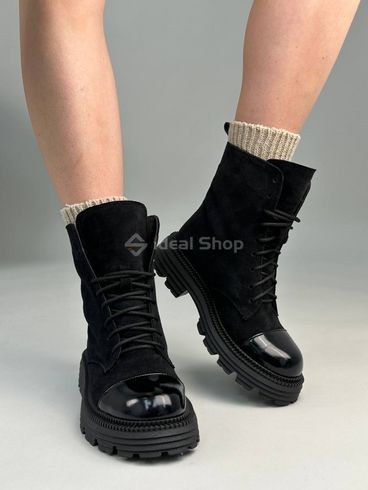Фото Ботинки женские замшевые черные зимние 5521-1з/40 2