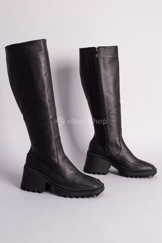 Фото Сапоги женские кожаные черные на небольшом каблуке 6765д/37 7