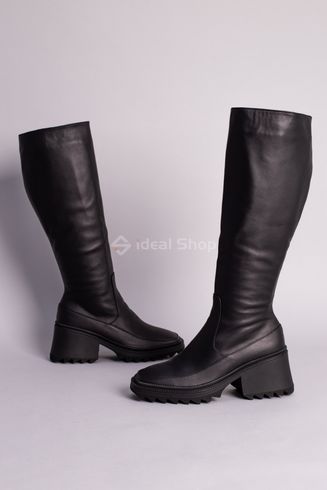 Фото Сапоги женские кожаные черные на небольшом каблуке 6765д/37 8