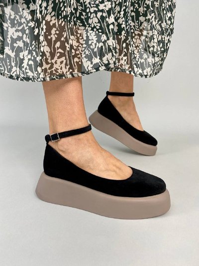 Туфлі жіночі замшеві чорного кольору на платформі 38 (24-24.5 см)