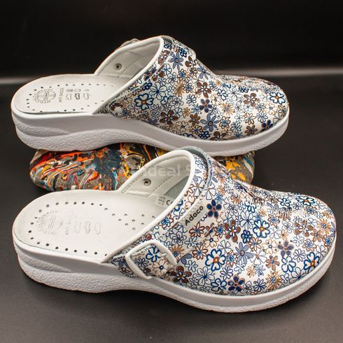 Фото Жіночі шкіряні сабо Adaco 812sr blue flowers  812sr-blue flowers-39 2