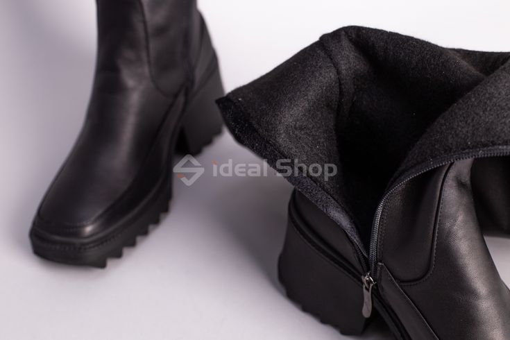Фото Сапоги женские кожаные черные на небольшом каблуке 6765д/37 10
