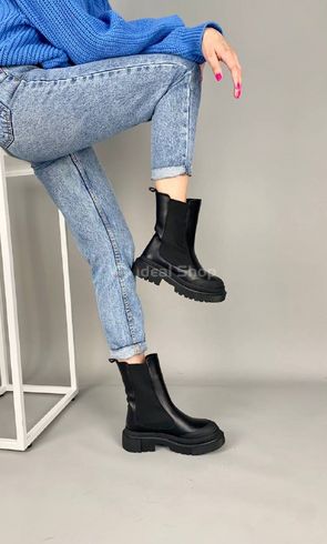 Foto Damskie skórzane buty zimowe Chelsea w kolorze czarnym 6613з/36 7