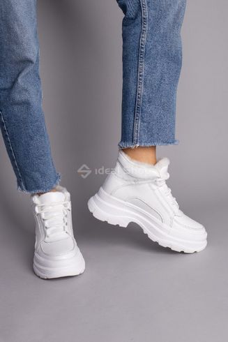 Фото Ботинки женские кожаные белые на шнурках на толстой подошве зимние 9601-2з/36 2