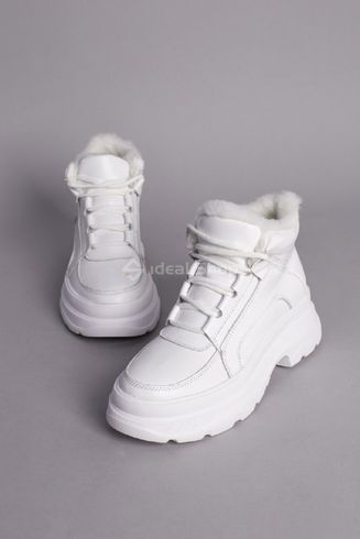 Фото Черевики жіночі шкіряні білі на шнурках на товстій підошві зимові 9601-2з/36 8