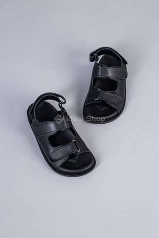 Фото Босоножки женские кожаные черные на липучках 5945/40 10
