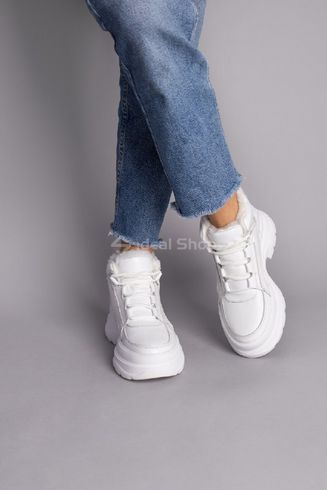 Фото Ботинки женские кожаные белые на шнурках на толстой подошве зимние 9601-2з/36 4