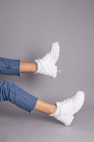 Фото Ботинки женские кожаные белые на шнурках на толстой подошве зимние 9601-2з/36 6