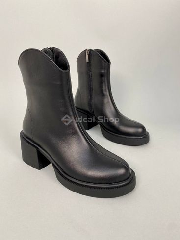 Foto Skórzane czarne buty zimowe damskie z czarną podeszwą 8905-4з/36 13
