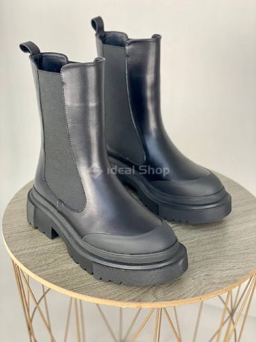 Foto Damskie skórzane buty zimowe Chelsea w kolorze czarnym 6613з/36 16