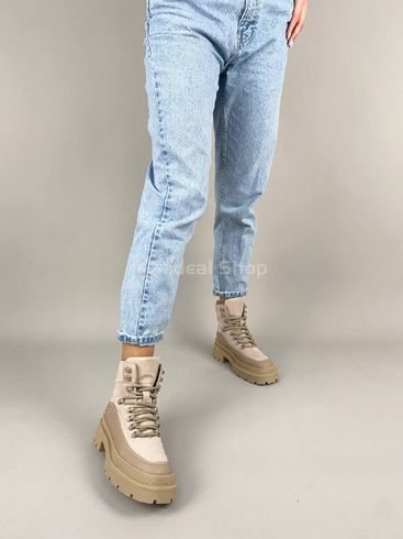 Фото Ботинки женские из нубука цвета латте с вставками кожи демисезонные 6610д/36 3
