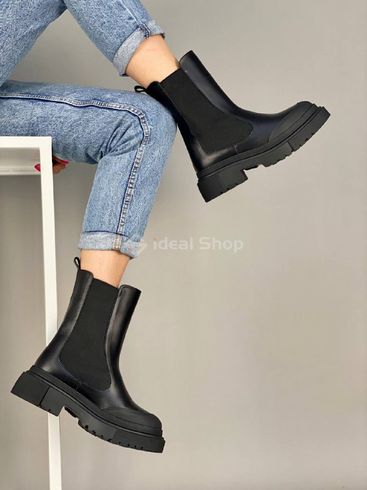 Foto Damskie skórzane buty zimowe Chelsea w kolorze czarnym 6613з/36 9