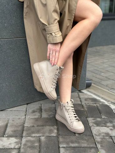 Foto Skórzane beżowe buty damskie z niską cholewką na cały sezon 6778-2д/36 4