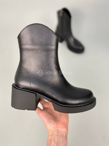 Foto Skórzane czarne buty zimowe damskie z czarną podeszwą 8905-4з/36 14