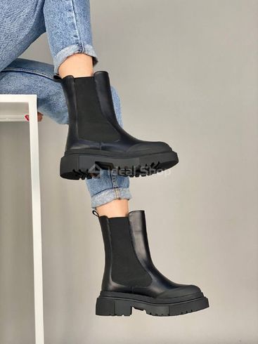Foto Damskie skórzane buty zimowe Chelsea w kolorze czarnym 6613з/36 10