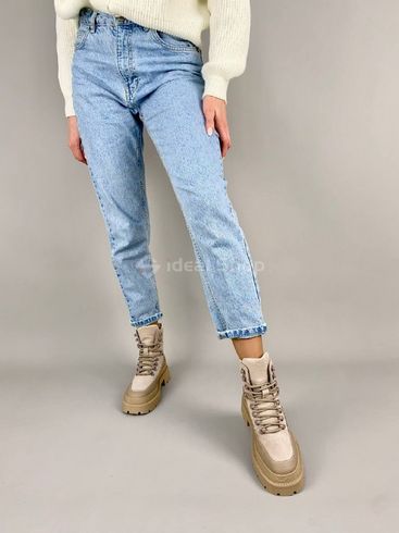 Фото Ботинки женские из нубука цвета латте с вставками кожи демисезонные 6610д/36 7