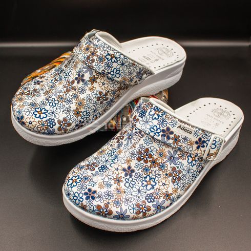 Фото Женские кожаные сабо Adaco 812sr blue flowers 36р 812sr-blue flowers-40 8