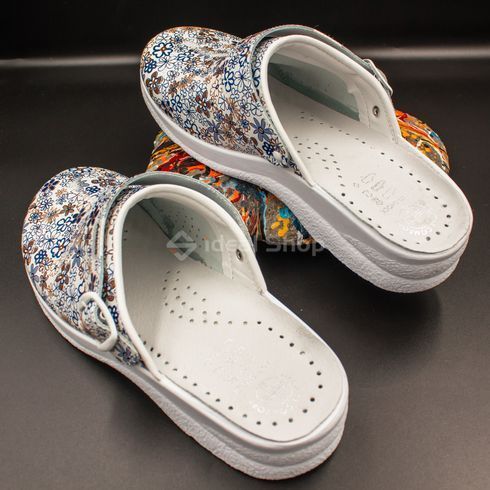 Фото Женские кожаные сабо Adaco 812sr blue flowers 36р 812sr-blue flowers-40 12
