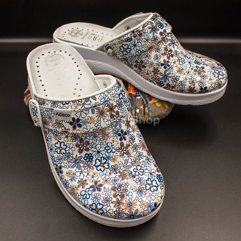 Фото Женские кожаные сабо Adaco 812sr blue flowers 36р 812sr-blue flowers-40 21