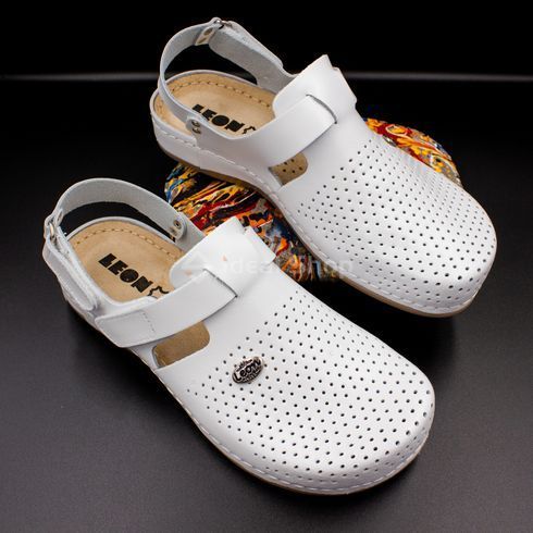 Фото Женские сабо кожаные Leon 951, белые 951-white-38 4