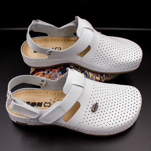 Фото Женские сабо кожаные Leon 951, белые 951-white-38 2