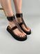 Damskie sandały skórzane czarne z wstawkami w kolorze karmelowym 36 (23 cm)