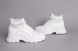 Черевики жіночі шкіряні білі на шнурках на товстій підошві зимові