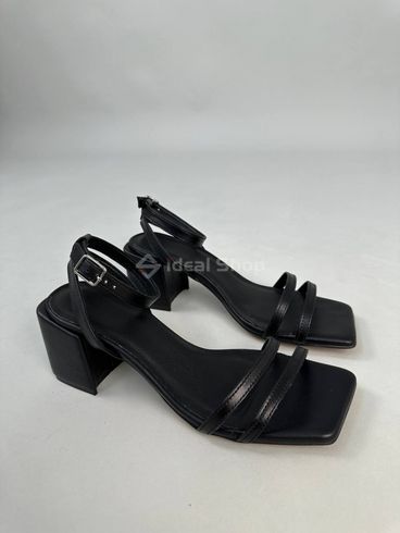 Фото Босоножки женские кожаные черные на устойчивом каблуке 9401/38 14