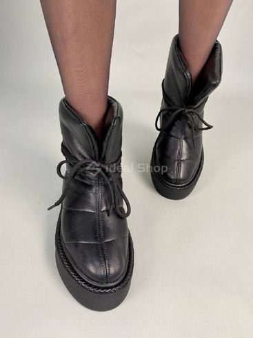 Уггі жіночі шкіряні чорні на чорній підошві 36 (23,5 см)