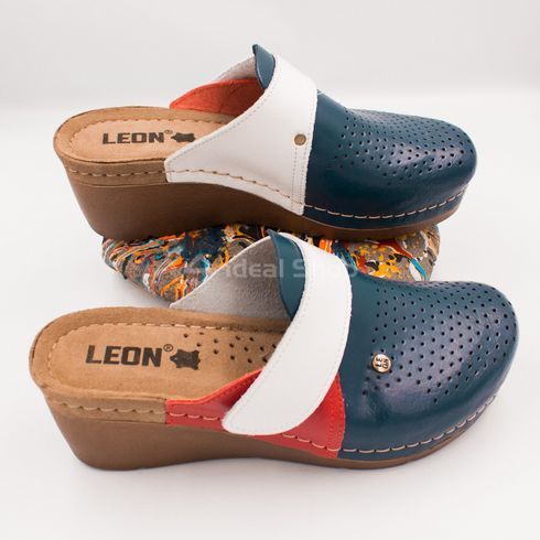 Фото Женские сабо кожаные Leon Paris II 1001, разноцветные 1001-skb-38 2
