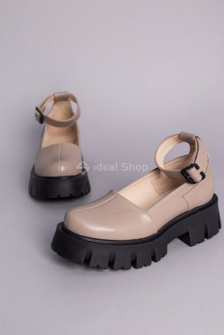 Beżowe skórzane buty damskie na masywnej podeszwie 36 (24 cm)