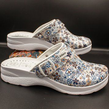 Фото Женские кожаные сабо Adaco 812sr blue flowers 36р 812sr-blue flowers-42 1