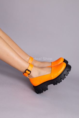 Туфлі жіночі шкіряні помаранчеві на масивній підошві 36 (24 см)