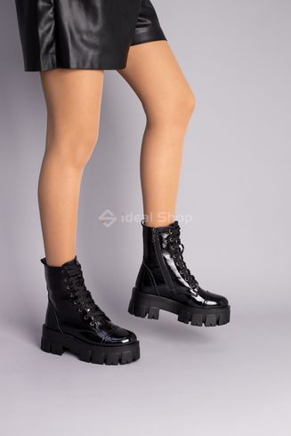 Фото Ботинки женские кожа наплак черные на шнурках демисезонные 6714-1д/36 2