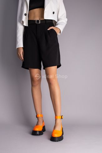Туфлі жіночі шкіряні помаранчеві на масивній підошві