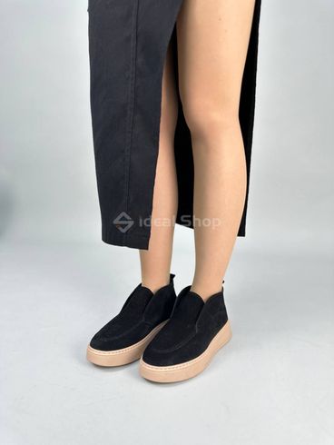 Лофери жіночі замшеві чорного кольору зимові 36 (23,5 см)