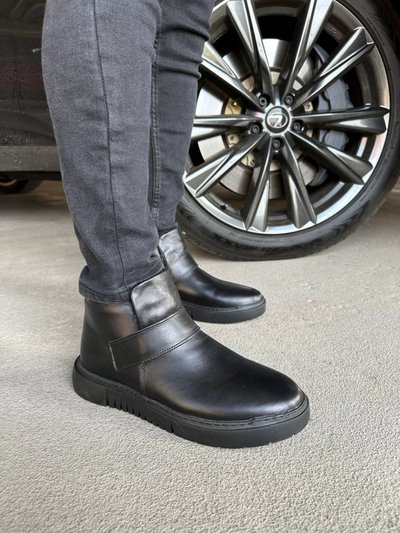 Foto Męskie skórzane buty zimowe w kolorze czarnym 8027-1з/40 1