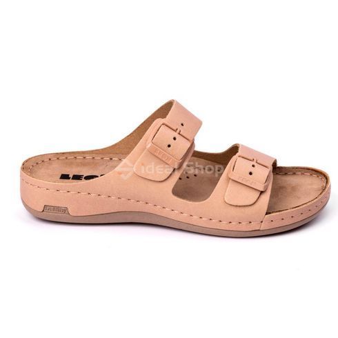 Фото Шлепанцы женские кожаные Leon Model 955, бежевые 955-beige 2
