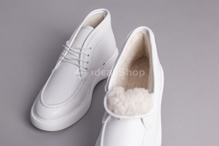 Foto Skórzane buty zimowe damskie białe 5733з/36 10