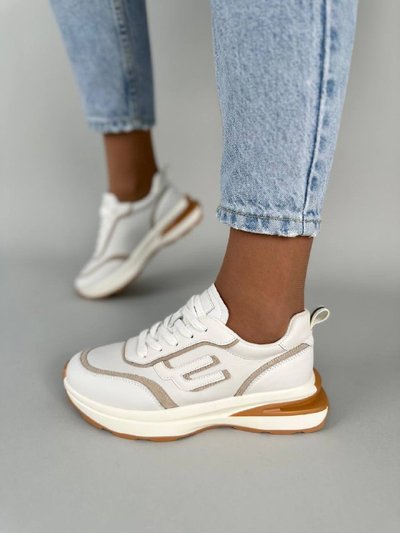 Sneakersy damskie skórzane białe z beżowymi wstawkami 37 (23,5 cm)