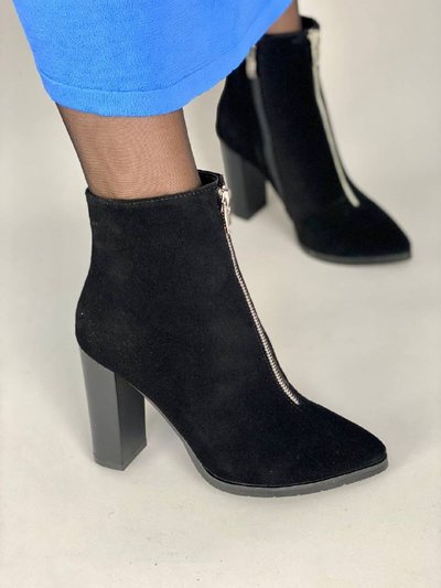Фото Ботильоны женские замшевые черные на каблуке демисезонные 9935-1д/35 1