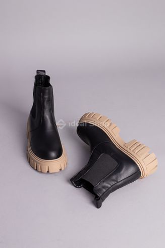 Фото Ботинки женские кожаные черные с резинкой на бежевой подошве 5588-4д/35 10