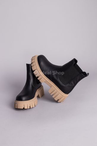 Foto Czarne skórzane buty damskie z gumką na beżowej podeszwie 5588-4д/35 9