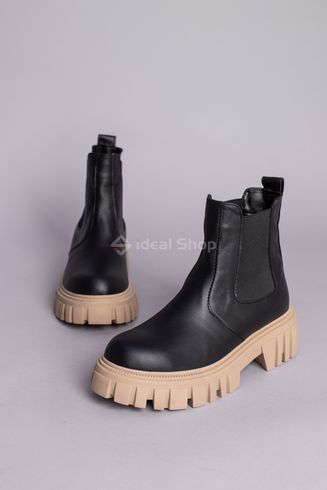 Foto Czarne skórzane buty damskie z gumką na beżowej podeszwie 5588-4д/35 8