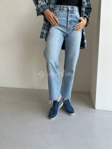 Лофери жіночі замшеві кольору джинс