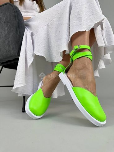Foto Damskie skórzane sandały w kolorze jasnozielonym 8516-1/36 7