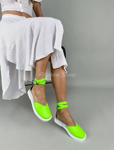 Foto Damskie skórzane sandały w kolorze jasnozielonym 8516-1/36 8