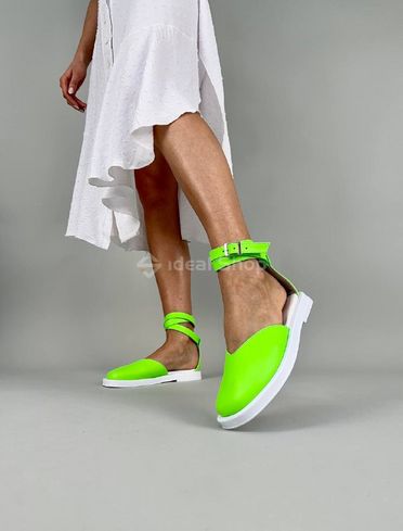 Foto Damskie skórzane sandały w kolorze jasnozielonym 8516-1/36 6